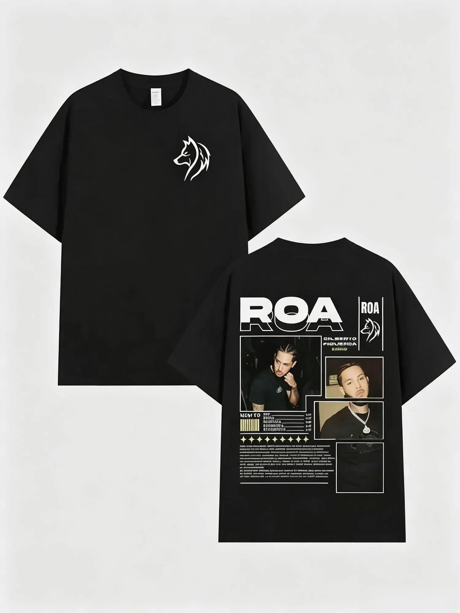 Unisex Graphic T-Shirt, Gilberto Figueroa Double-Sided Print, Soft Heavyweight Cotton Top with Round Neck, Classic Oversized Boxy Fit for Casual Streetwear & Hip Hop Fans, Tops