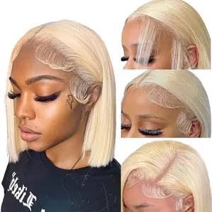 Supernova Wig #613 Blonde 2*6 Lace Closure Ready To Go Bob Wig Pre Cut Pre Plucked Bob Wig Human Hair 12 Inch