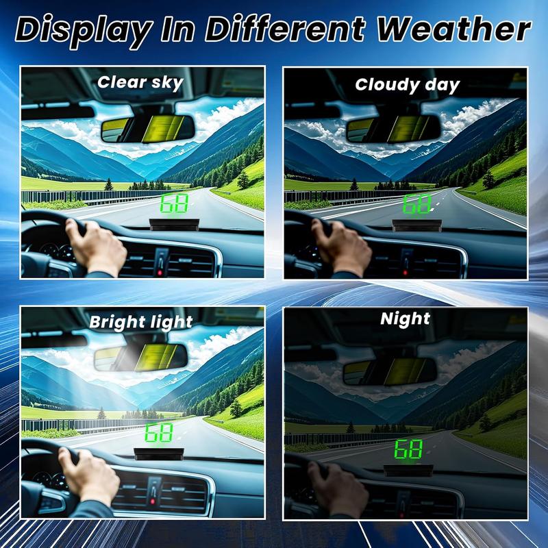GPS Digital Speedometer Speed Display for Car MPH Windshield Projector, Universal HUD Speedometer Speed Meter LED Large Font, Plug Play Tachometer on Wind Glass for SUV Auto Vehicle Motorcycle Glof Cart Truck Motorhome All Vehicles