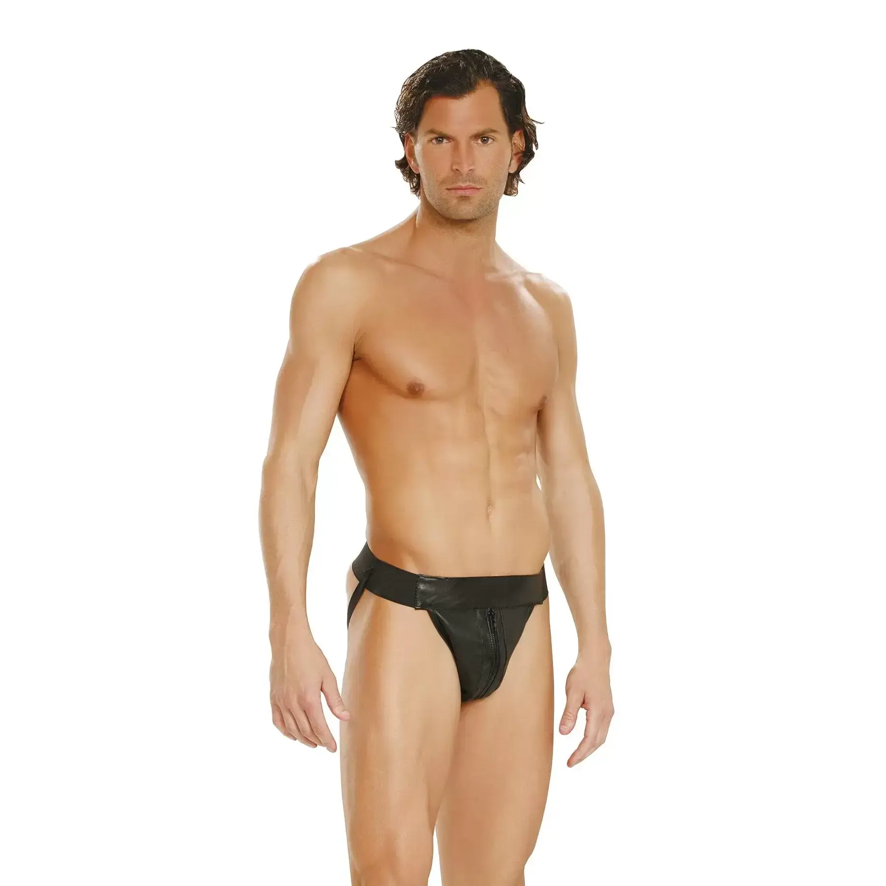 Elegant Moments Men's Sexy Leather Jockstrap Underwear, Plain Athletic Bottoms for All Seasons Wear, Style L9995