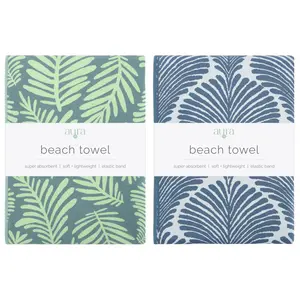 S&T INC. Aura Microfiber Beach Towel 2 Pack - Quick-Dry Sand Resistant Towels 35" x 70"