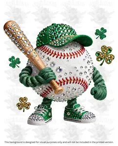St. Patrick's Day Rhinestone Baseball DTF Transfer