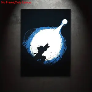 1 Piece/Set Frameless Canvas Painting Print Poster,Classic Abstract Minimalism Silhouette Hot-Blooded Anime Pop Art, Anime Design, Kame Hame Ha,Gift for Japanese Manga Fans,Bedroom,Study,Office,Living Room,Mural,Wall Decoration,Room Decor