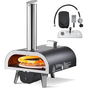 VEVOR Wood - Fired Pizza Oven Outdoor, 12 Auto Rotate Pizza Ovens, Portable Pellet Pizza Maker with Thermometer Electric Rotating System, Pizza Stone, Carry Bag Shovel for Backyard, Patio, CampingVEVOR Super Brand Day
