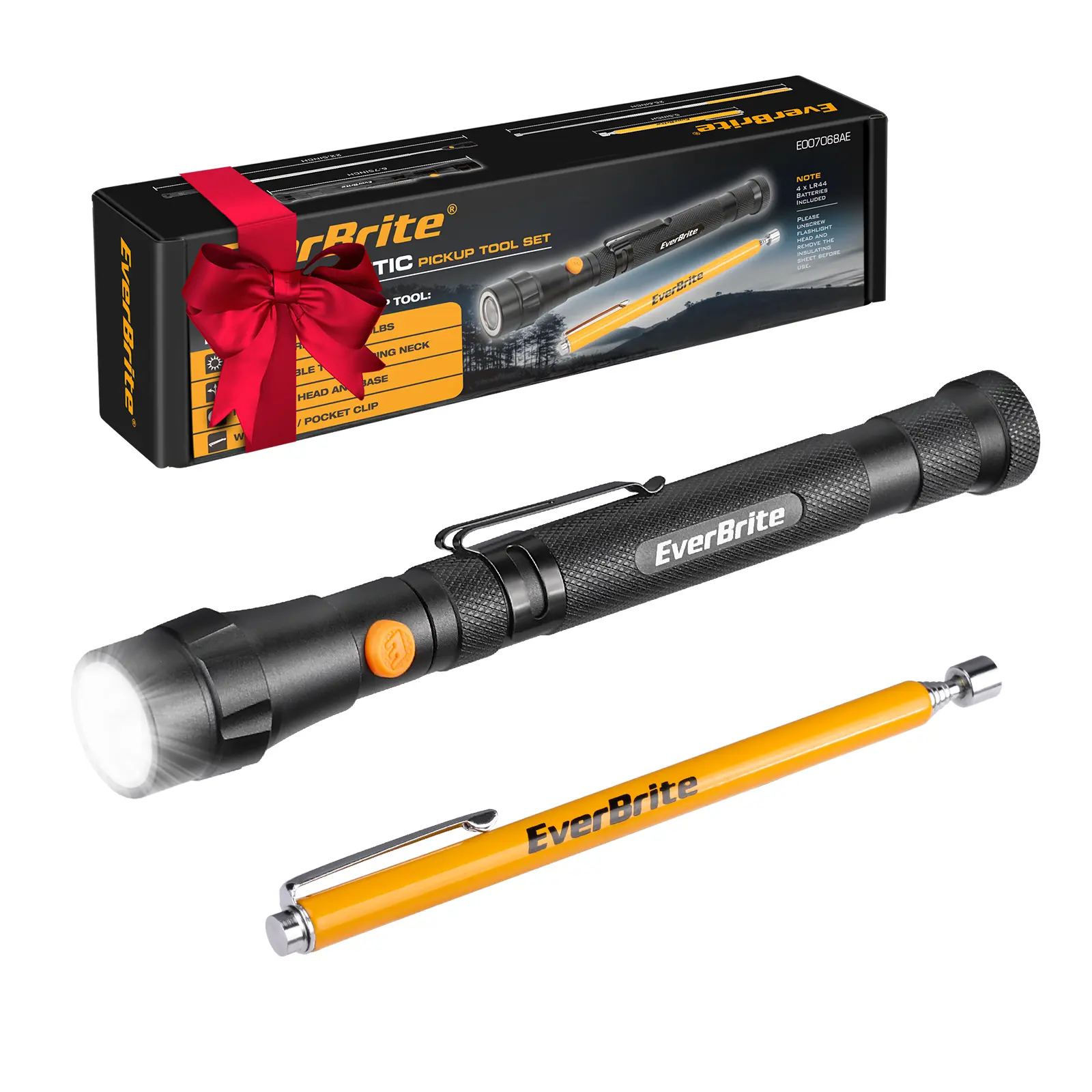 #fathersdaygift EverBrite 2-Pack Magnetic Pick Up Tool Set, Telescoping 360 Swivel Extensible Magnet Tool with LED Light, Gift for Dad, Mom, Husband, Father's Day, Birthday, Mechanic & Garage Tool