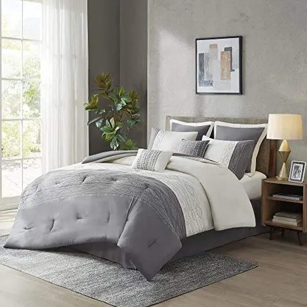 510 DESIGN Luxe Quilted Comforter Set Modern Transitional Design, All Season Down Alternative Warm Bedding Matching Shams