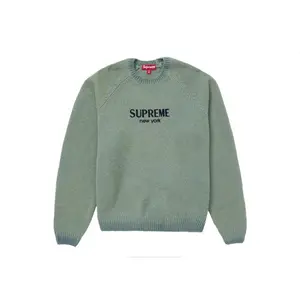 Supreme Flocked Logo Sweater Green (men) by StockX