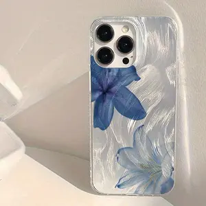 for iPhone 17/16/15/14/13/12/11 Pro Max/Pro/Plus/Air Blue Lily Flower Case – Scratch-Resistant, Shockproof, Slim Fit, TPU & PET Material, Premium Protection Floral