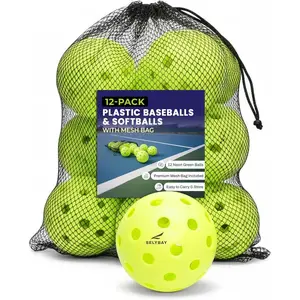 12 Pack Balls with Mesh Bag, Practice Baseballs for Hitting, 9 Inch Perforated Plastic Baseballs for Tee Ball, Coach Pitch, Hitting Drills
