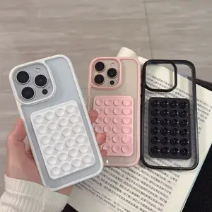 Candy Bumper Phone Case For iPhone Series 3D Suction Cup Airbag Clear Shockproof Cover with Pop Socket Design