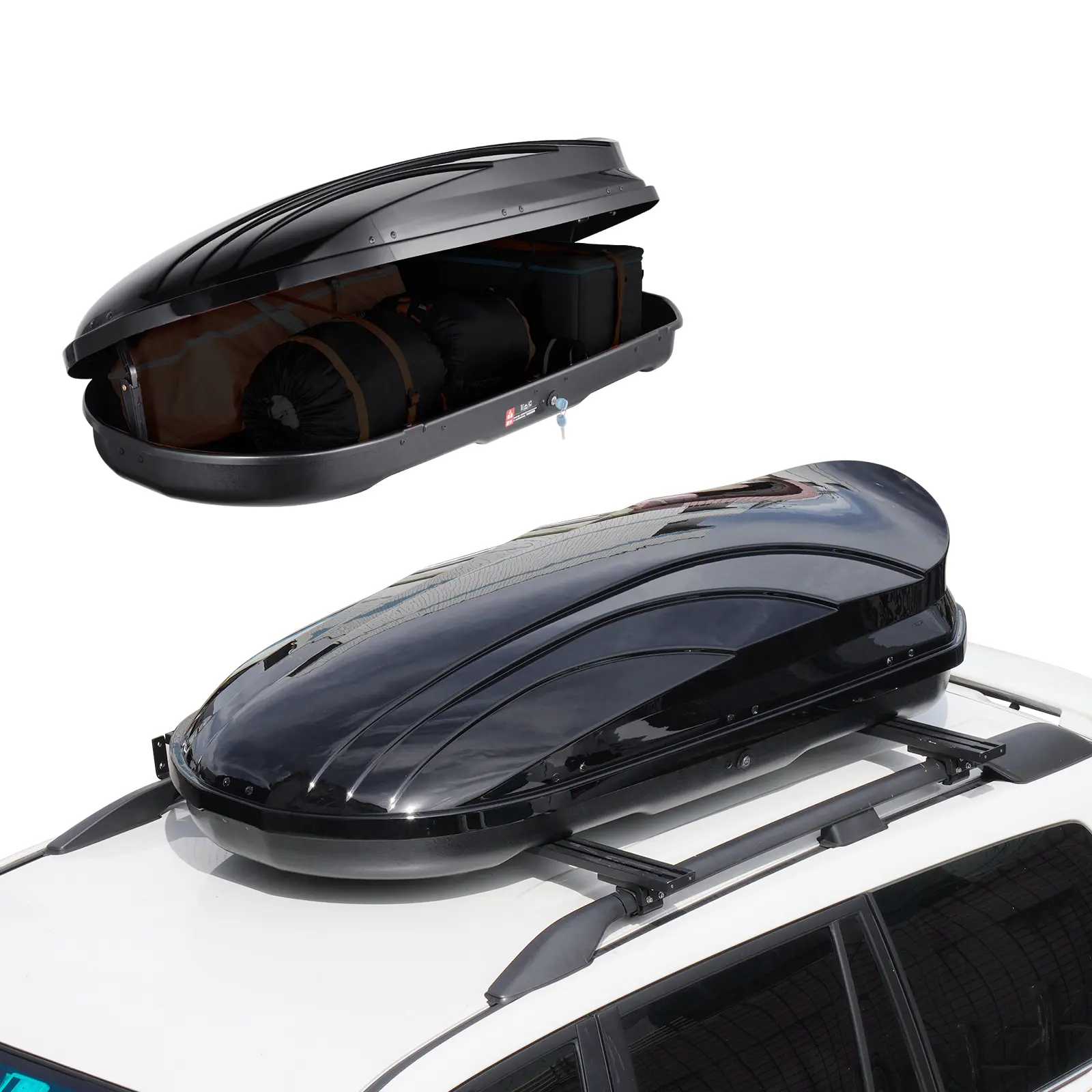 【DealsForYouDays】VEVOR Rooftop Cargo Carrier 11 Cubic Feet Roof Cargo BoxABS Hard Shell Roof Boxwith Dual-Sided Opening and 2 Reinforced StrapsAerodynamicSuitable for most Crossbarfor CarWagonSUVBlack