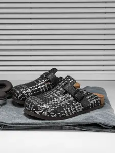 Unisex Striped Woven Design Birk Sandals, Comfortable Walking and Hiking Shoes, Durable Daily Wear, Casual Fashion Mules, All Season