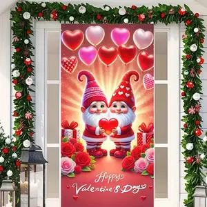 Valentine's Day Door Banner Set, Party Decoration, Couple Dwarf Theme Photography Background, Heart Door Sign, No Power Needed