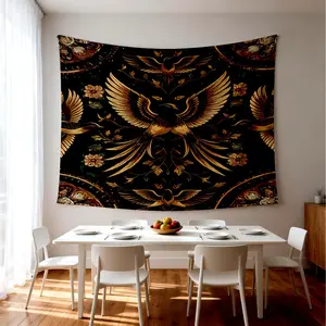 Luxury Symmetrical Phoenix Totem Wall Tapestry, Trendy Youthful Soft Home Decor, Machine Washable, Perfect for Hiding Clutter & Electric Switch Panel, Housewarming Birthday Christmas Gift