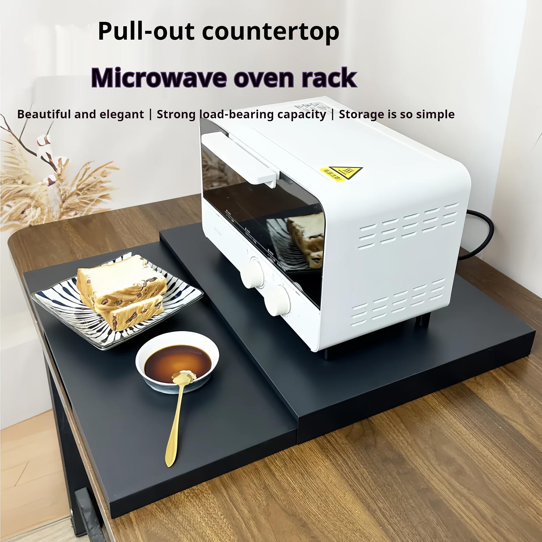 Pull-out Metal Kitchen Shelf - Large Capacity Multi-function Extension Drawer Board, Kitchen Storage And Finishing Necessary, Rust-proof Material, Home Clean Solution, Save Space Pull-out Shelf, Suitable For Microwave Oven, Air Fryer, Rice Cooker