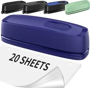HP07 Electric 3 Hole Punch, 3 Hole Puncher Heavy Duty, 20-Sheet Punch Capacity, AC or  Operated, Effortless Punching, Long Lasting Paper Puncher for Office, School, Studio, Blue