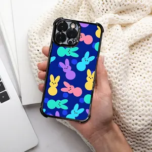 Phone Case, Casing: 1 Easter Bunny Peeps Print On Cobalt Blue Pillow Electroplating Process Protective Cover with Reinforced Cushioning And Collision Prevention Suitable for iPhone 17 16 15 14 Pro Max Cover