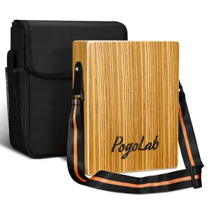 POGOLAB Travel Cajon Drum, Portable Adjustable Tone Thick Wooden Cajon, with Adjustable Strap & Storage Bag, Musical Hand Drum with Guitar Steel Strings, Compact Size Percussion Instrument Kit