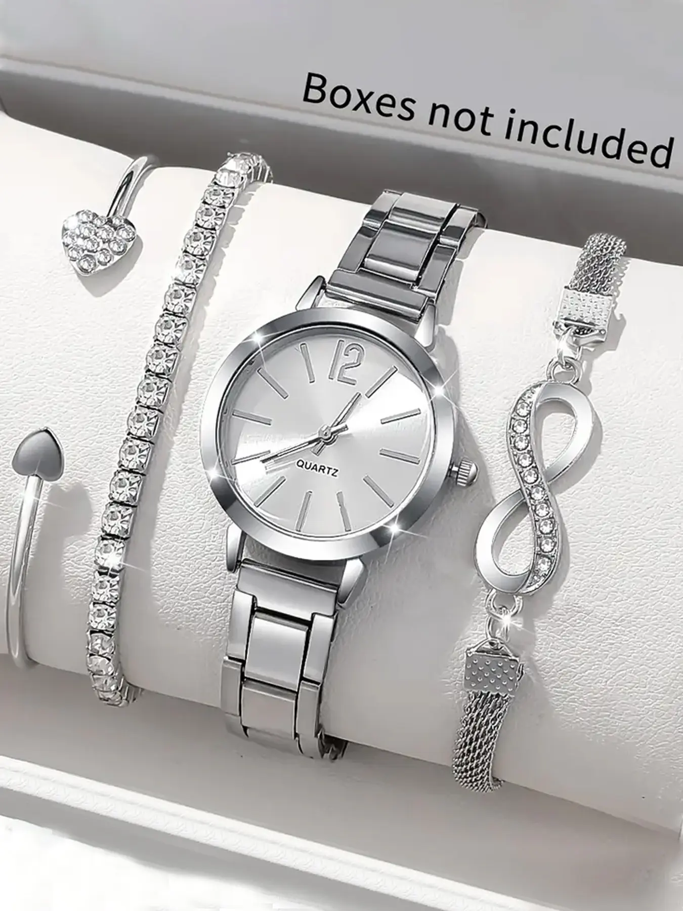 Women's Silver Color Fashion Quartz Watch, Alloy Analog Dial & Case, With Elegant Bracelet, Hardlex Glass, Perfect Gift for Friends & Family, Exquisite Watch Set, Fashionable Analog Watch, Quartz Wrist Watches