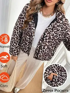 Women Hooded Leopard Print Quilted Padded Coat, Jacket Coat,Winter women's cotton coat jacket,Leopard Costume,Leopard,Thanksgiving Women Outfit Fall Clothes