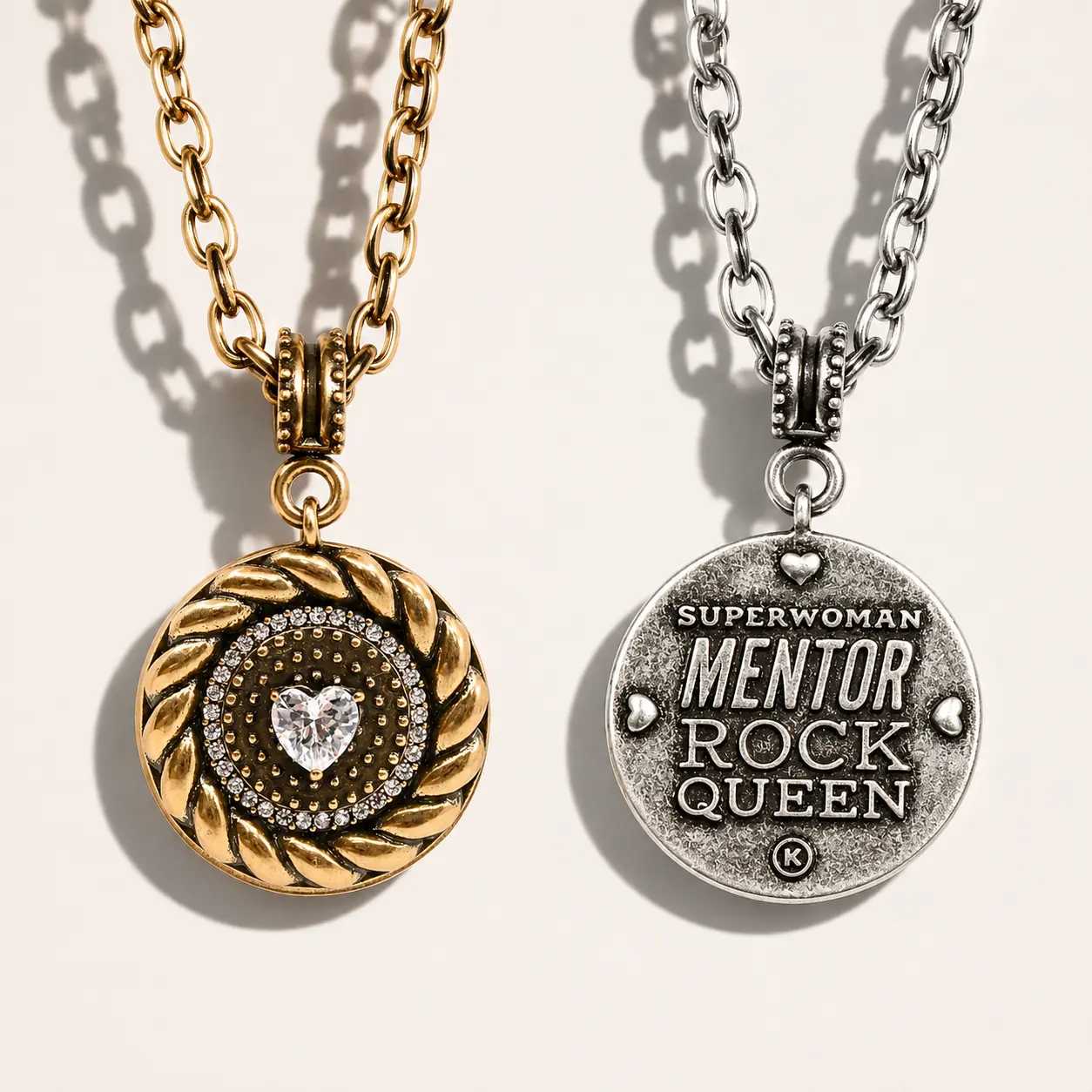 Katia Designs Mother's Mantra Adjustable Chain Necklace with Crystal Pavé Pendant & Magnetic Clasp - Gold/Silver Options