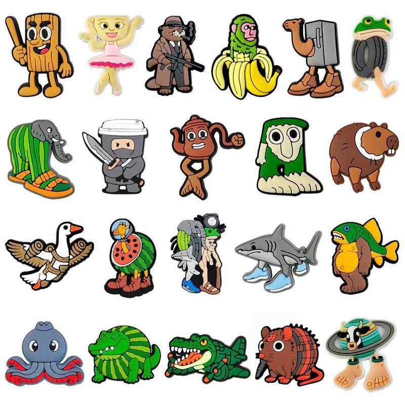 Italian Brainrot Croc Shoe Charms for Kids Boys Girls Women Men PVC Wristband Sandals Clog Accessories Party Favor with Dragon and Character Designs