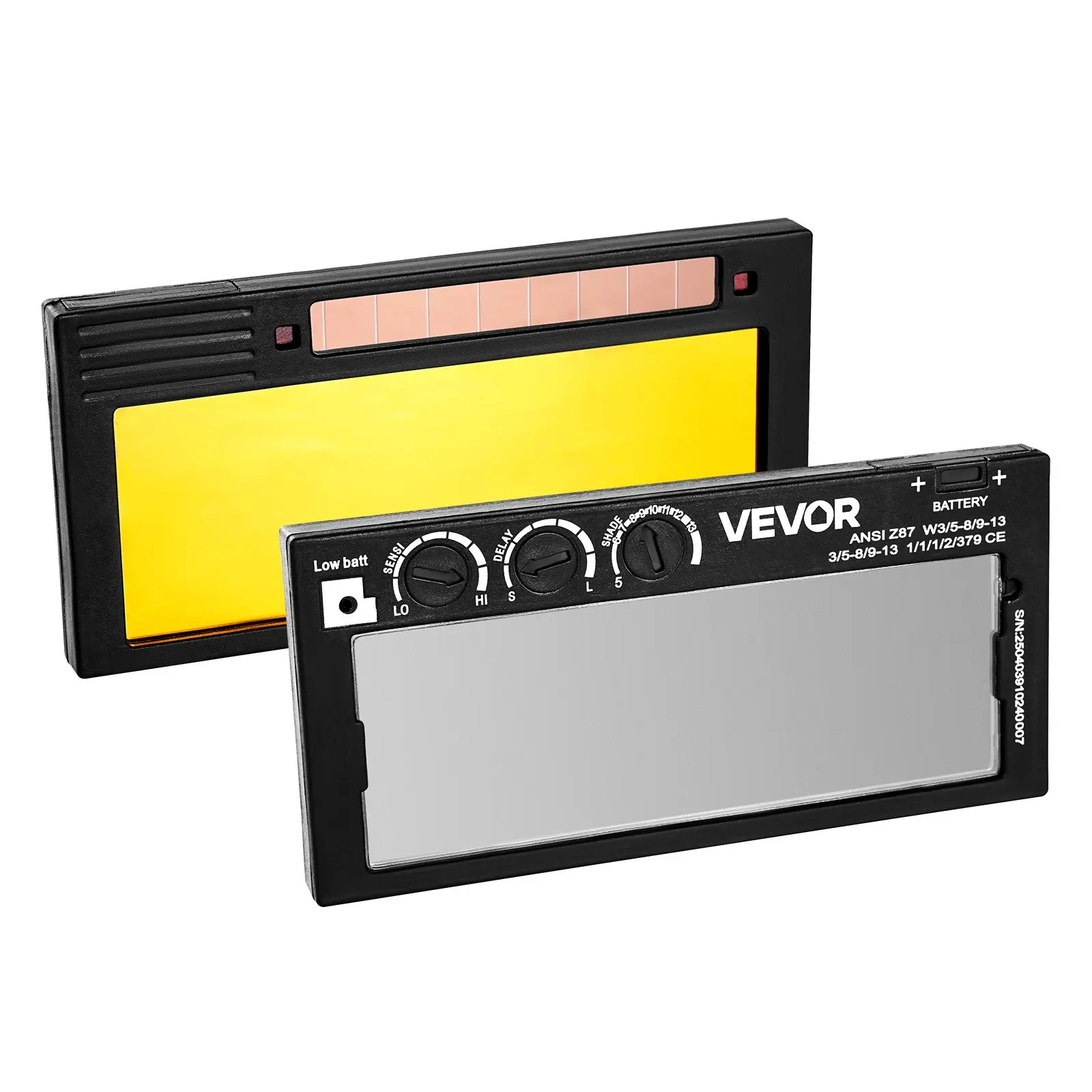 【DealsForYouDays】VEVOR Auto Darkening Welding Lens 4.25" x 2", Shade 5-13 Adjustable True Color Welding Lens with Dual Arc Sensors & Gold Coating, Compatible with Most Welding Helmets for TIG, MIG, MMA Applications