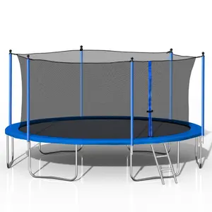 14FT Ladder Recreational Trampoline with Safety Enclosure Net, Heavy Duty Jumping Mat & Spring Cover Padding for Kids and Adults