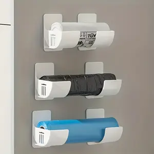 1 Set (Black/White) , Trash Bag Holder, Wall-Mounted Storage Rack, Kitchen Organizer, Kitchen Organization, Soap Dish, Fridge Side Hook, Space-Saving, Easy to Pull Out, Durable Holder, Halloween