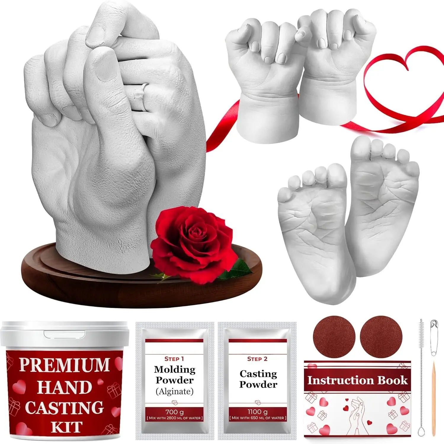 Unisex Hand Casting Kit (Kit1) - DIY Specialty Supply for Couples, Ideal for Mother’s Day, Birthday, Includes Table Cover