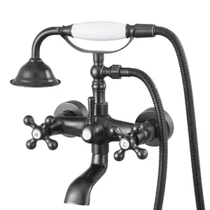 SummerWinsVintage Oil-Rubbed Bronze Wall-Mount Clawfoot Tub Faucet Kit with Handheld Shower, 360-Degree Rotation Spout, and Adjustable Arms for Bathtubsdealsforyoudays