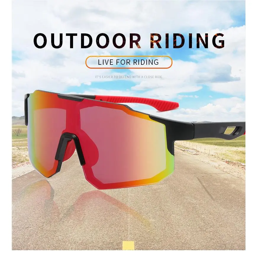 Outdoor large frame cycling glasses, skiing, mountaineering, colorful sports sunglasses, windproof eye protection and UV protection sunglasses
