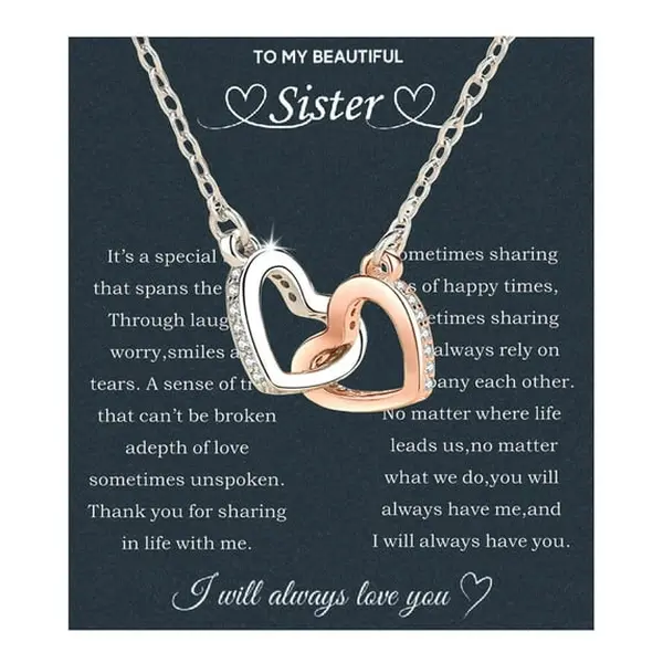 Sister Gifts From Sister Necklaces For 2 Big Sister Little Sister Birthday Gifts, Christmas Gifts With Message Card &Gift,Minimalist Jewelry, Elegant Silver Necklace, Trendy Women’s Accessory, Perfect for Daily Wear