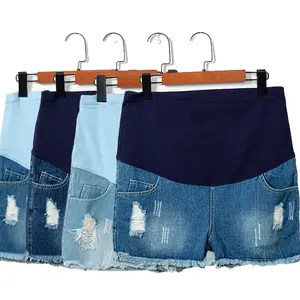 Twin peaks maternity uniform Breathable Maternity Denim Shorts – Soft Low-Rise Pregnancy Shorts with Belly Support, Stretchy & Stylish for Summer Comfort
