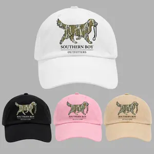 Southern Boy Outfitters Camo Golden Retriever Unisex Baseball Cap, classic style, breathable, adjustable, sun protection, suitable for outdoor travel, beach, vacation, high-quality hat, for men and women