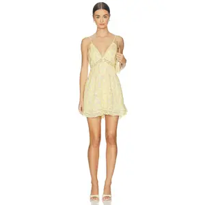 LoveShackFancy Alonna Dress in Lemon Spritz