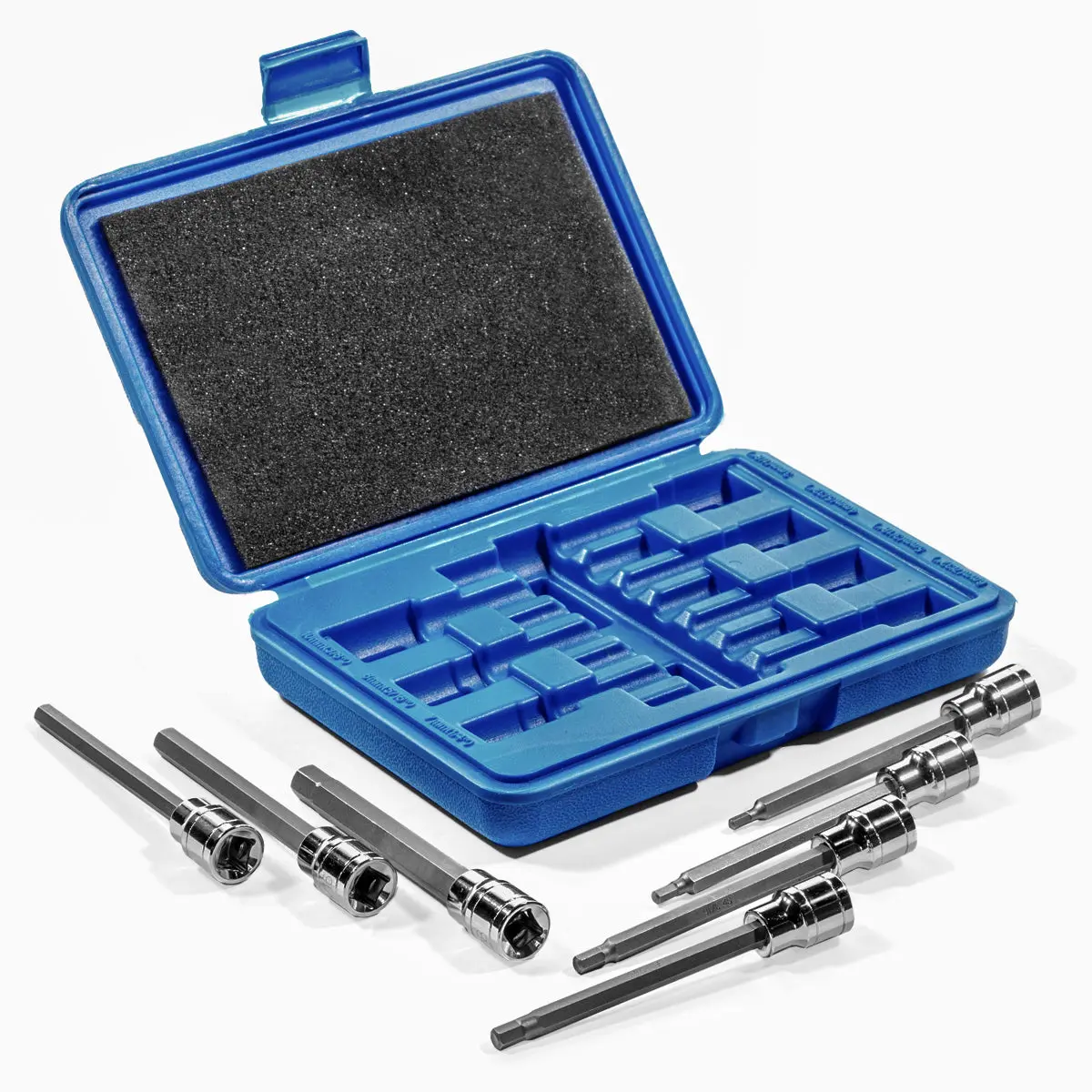 XtremepowerUS 7-Piece Deep Socket Set - 3/8" Hex Drive SAE Extra Long Hex Sockets with Organizer Case for Projects and Maintenance, 7 Pieces