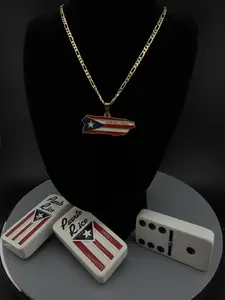 D'Luxe Essentials Gold over Stainless-Steel Puerto Rico Map Necklace