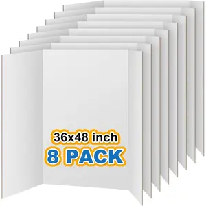 8 PCS 36" x 48" White Trifold Foldable Display Poster Board for School Projects, Science Fair, Graduation Exhibitions