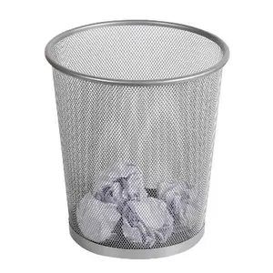 Mesh Waste Basket Silver - Brightroom™: Steel Wire Mesh, Office Trash Can, Nonslip Base, Fingerprint-Resistant