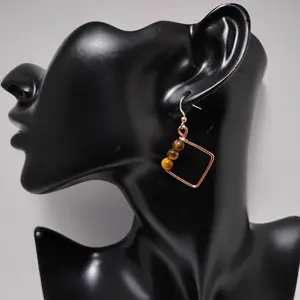 Tiger's Eye and Copper Earrings