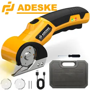 ADESKE 4V Brushless Electric Scissors - Cordless Heavy Duty Power Scissors w/ Safety Lock & LED Light, Cuts Fabric, Leather, Carpet, Cardboard - Rechargeable DIY Craft & Sewing Tool