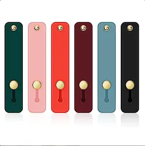 6 Pieces Phone Strap Grip, Telescopic Phone Finger Strap Stand, Assorted Colors Silicone Universal Finger Loop for Most Mobile Phones and Cell Phone Case (Vintage Colors)
