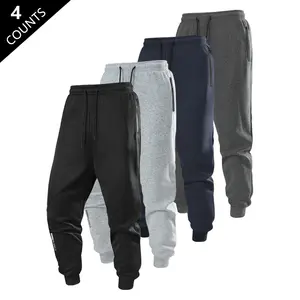 Men's Winter Warm Fleece Sports Pants with Zippered Pockets and Ankle Cuffs - Casual Athletic Pants with Drawstring Waistband, Suitable for Running, Workouts, Gym, and Outdoor Activities, Sweatpants, Comfortable Fit, Men's Fleece Pants, Men's Athletic Pan