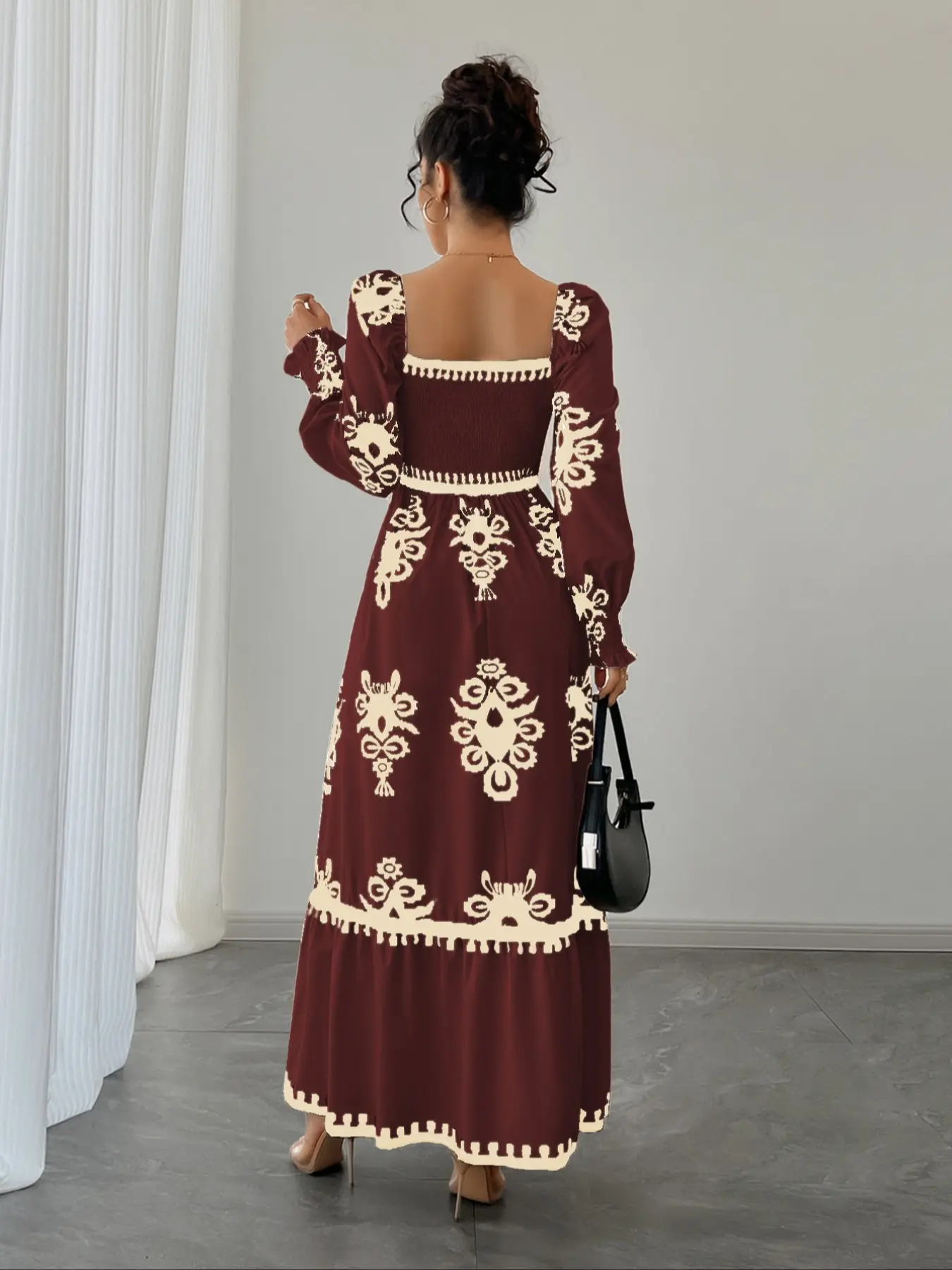 Women's Vintage Boho Floral Print Lantern Long Sleeve High Waist Basque Waist Dress, Square Neck Shirred Design, chic elegant fit, Valentine's Day Party Elegant, bohemian, Floral Pattern Dress - TikTok Shop Women's Vintage Boho Floral Print Lantern Long Sleeve High Waist Basque Waist Dress, Square Neck Shirred Design, chic elegant fit, Valentine's Day Party Elegant, bohemian, Floral Pattern Dress - TikTok Shop