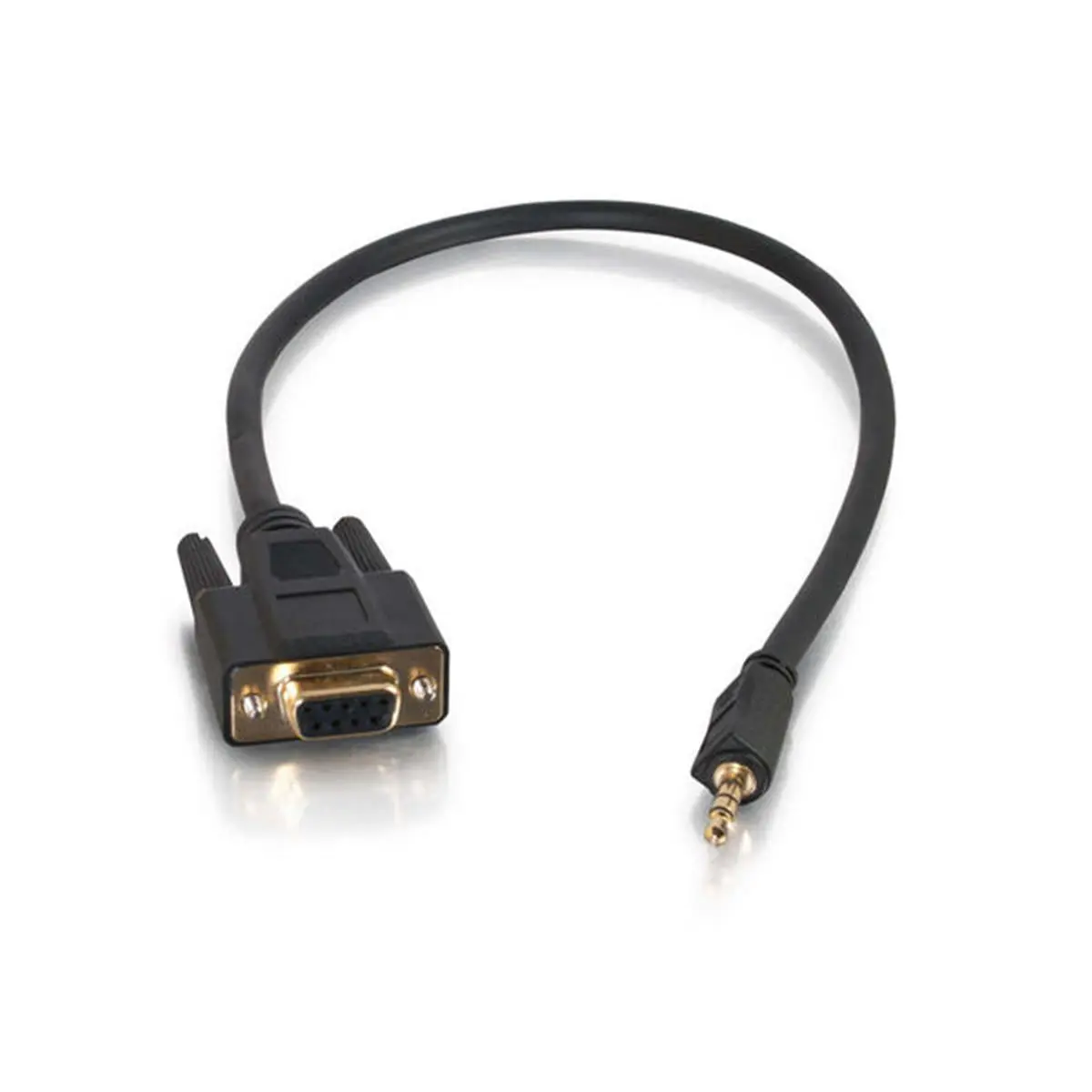 C2G Velocity Easy Adapter DB9 Female to 3.5 mm Male Molded Connector Cable - 1.50 ft, Black, Strain Relief, RS-232 Control, Vehicle Accessories, Motorcycle Brake System Stereo Accessories