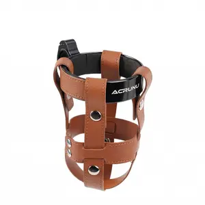 Outdoor Leather Bicycle Water Bottle Holder, Electric Car Milk Tea Beverage Kettle Holder, Adjustable Universal Water Cup Holder