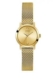 GUESS Female Gold-Tone Mesh Diamond Analog Watch