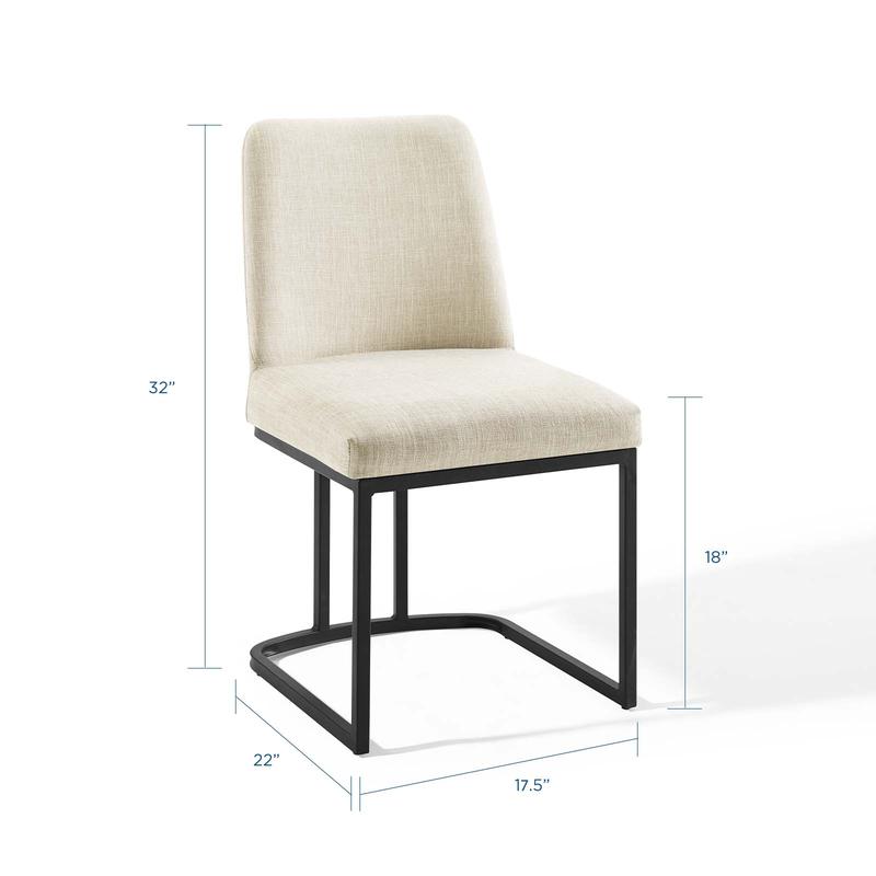 Modway Amplify Sled Base Upholstered Fabric Dining Side Chair in Black Beige