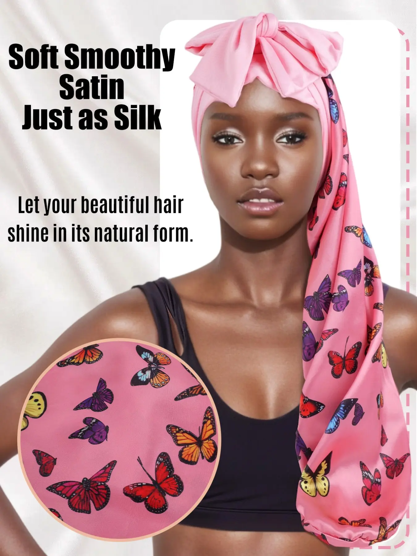 Soft Silk Bowknot Long Sleep Cap for Women, Protects Hair While Sleeping, Beauty Makeup Hat, Adjustable Wide Brim Bath Cap, Comfortable Material, Satin Bonnet, Hair Bonnets